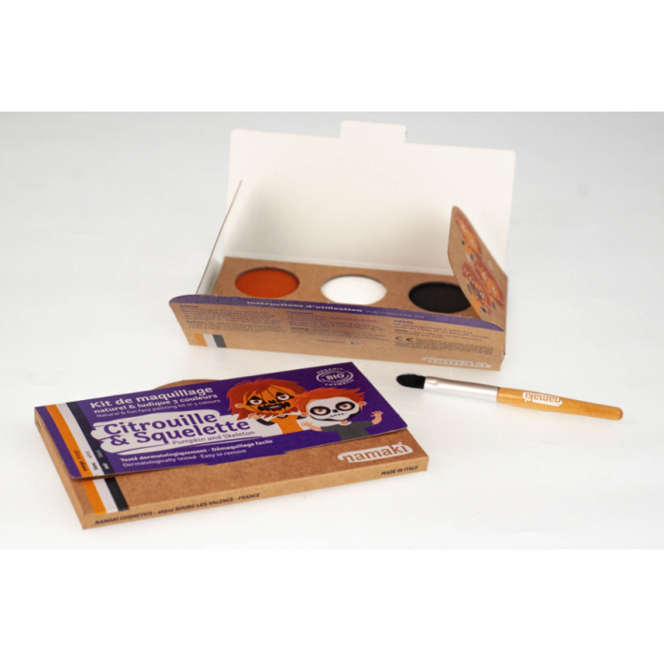 Kit maquillage 3 couleurs "Citrouille et squelette"