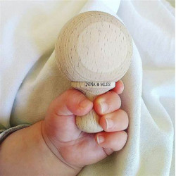 Mini-maracas pour bébé en bois brut