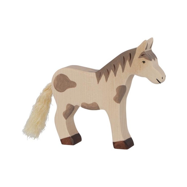 Cheval debout tâcheté - Bois peint main Cheval debout tâcheté - Bois peint main
