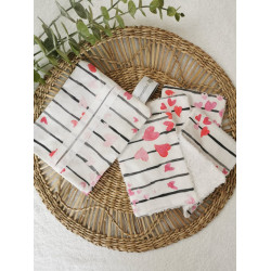 Lot de 4 lingettes lavables + étui Amour