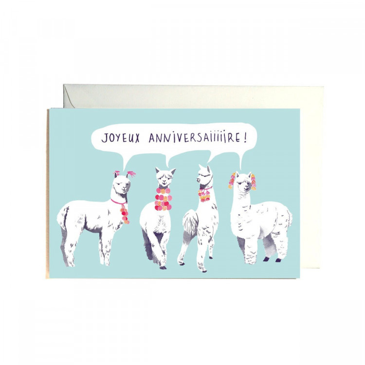 Carte anniversaire - Lamas