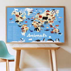 Poster géant + 67 stickers - Animaux du monde