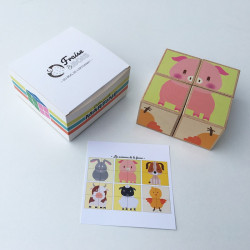 Puzzle cubes en bois - Animaux de la ferme