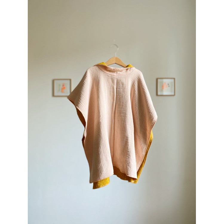 Poncho de bain 100% Coton GOTS rose/ocre