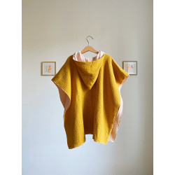 Poncho de bain 100% Coton GOTS rose/ocre