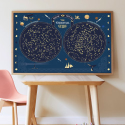 Poster éducatif carte du ciel et étoiles phosphorescentes