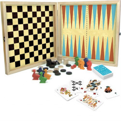 Coffret de jeux classiques en bois