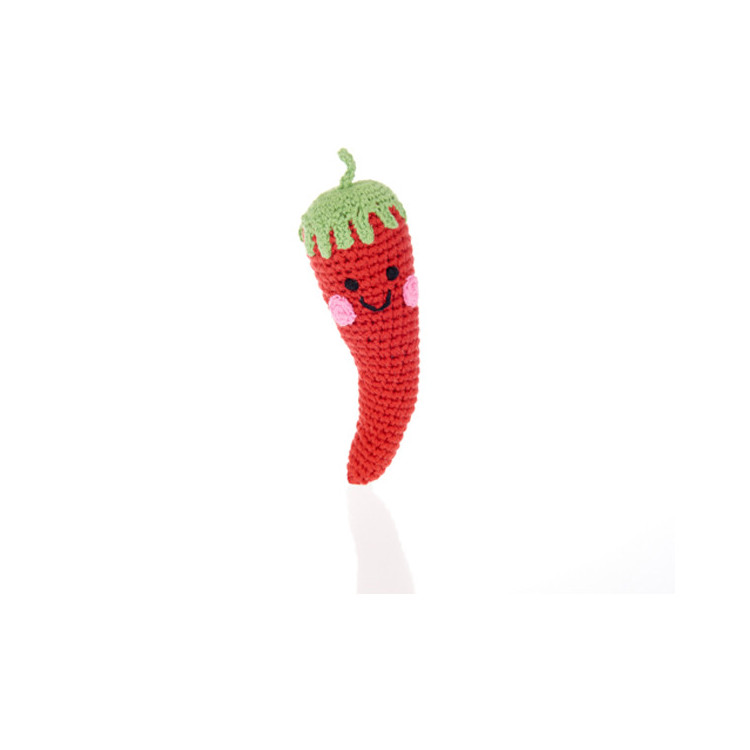 Hochet en crochet - Piment rouge Hochet en crochet - Piment rouge