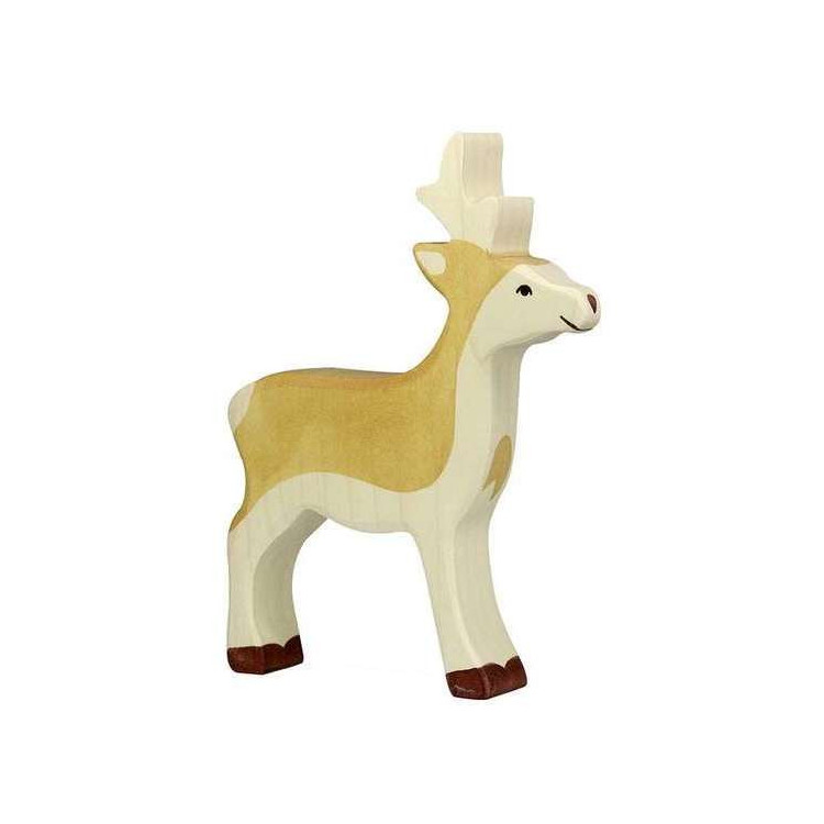 Jeune cerf - Bois peint main Jeune cerf - Bois peint main