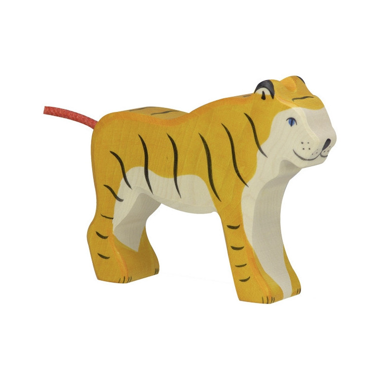 Tigre debout, bois peint main Tigre debout, bois peint main