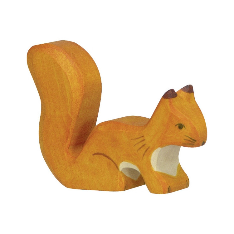 Ecureuil roux debout, bois peint main Ecureuil roux debout, bois peint main