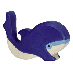 Baleine bleue, petite – bois peint main