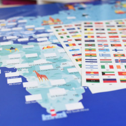 Poster éducatif 200 stickers - Drapeaux du monde