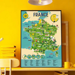 Poster éducatif 88 stickers - Carte de France