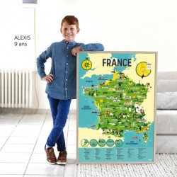 Poster éducatif 88 stickers - Carte de France