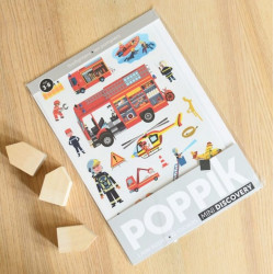 Mini poster 22 stickers - Les Pompiers