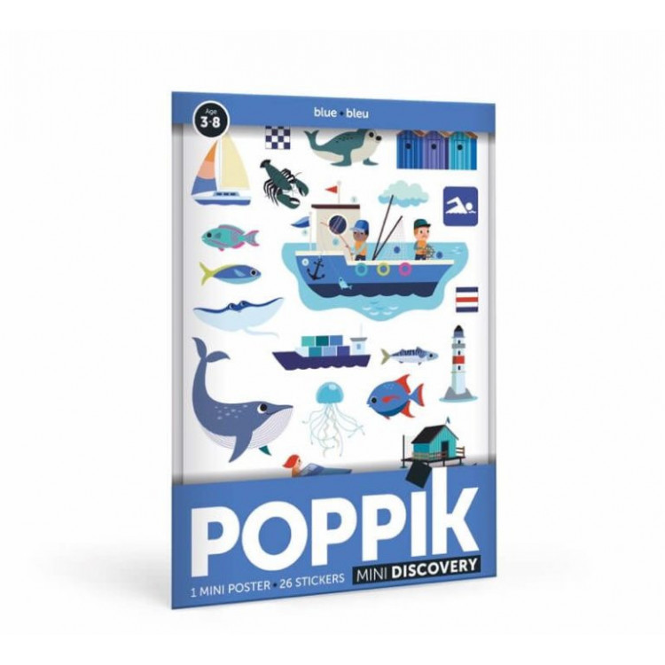 Mini poster 26 stickers - Bleu la mer