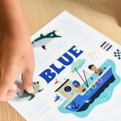 Mini poster 26 stickers - Bleu la mer