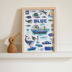 Mini poster 26 stickers - Bleu la mer