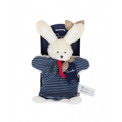 Doudou bio lapin marionnette