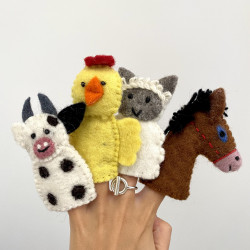 Marionnettes à doigts en laine feutrée AFRIQUE
