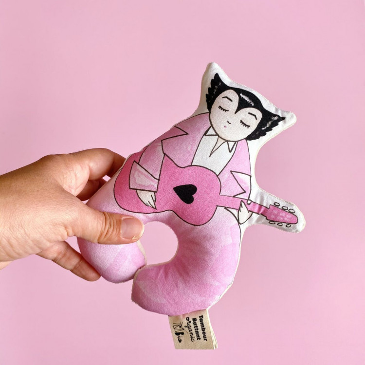 Hochet coussin illustré en coton GOTS - M. Mystère Hochet coussin illustré en coton GOTS - M. Mystère