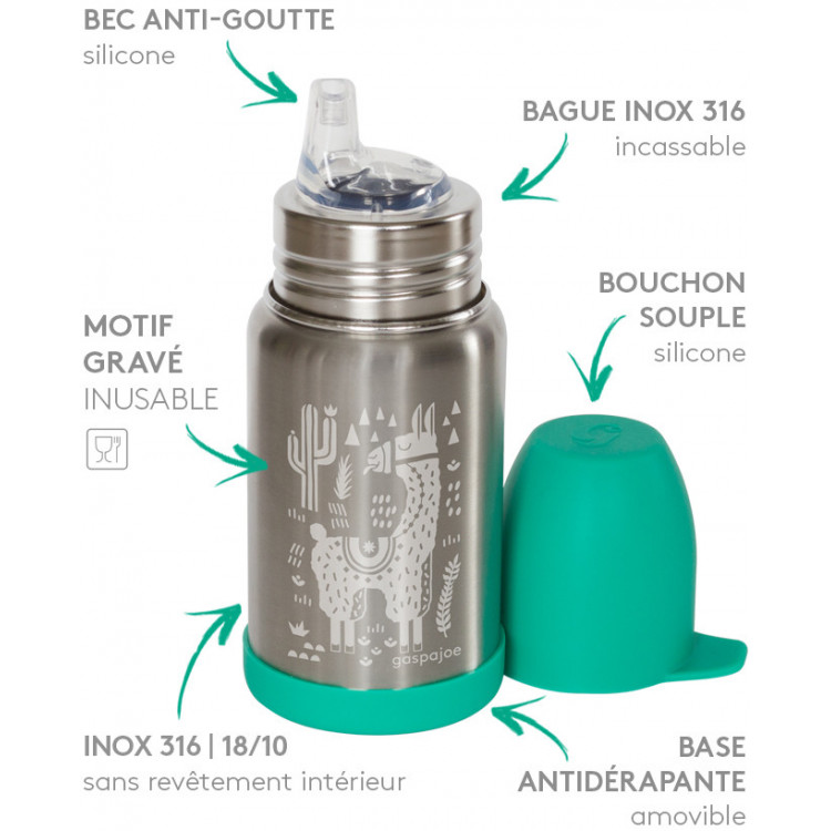 Gourde inox avec bec d'apprentissage Lama Gourde inox avec bec d'apprentissage Lama