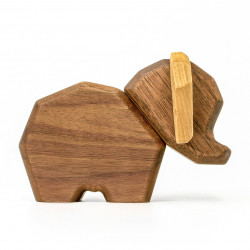 Petit éléphant en bois aimanté à assembler