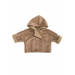 Manteau réversible évolutif velours et moumoute