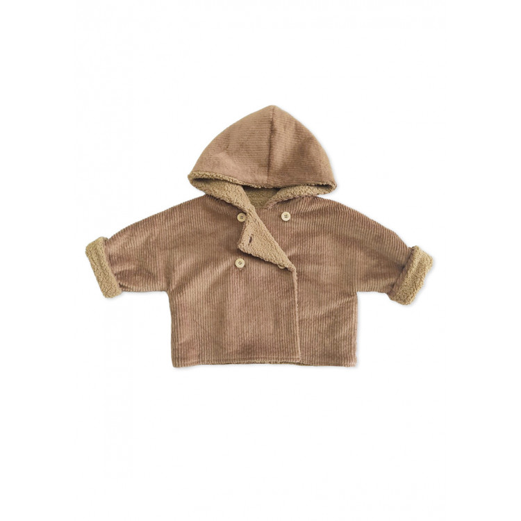 Manteau réversible évolutif velours et moumoute Manteau réversible évolutif velours et moumoute