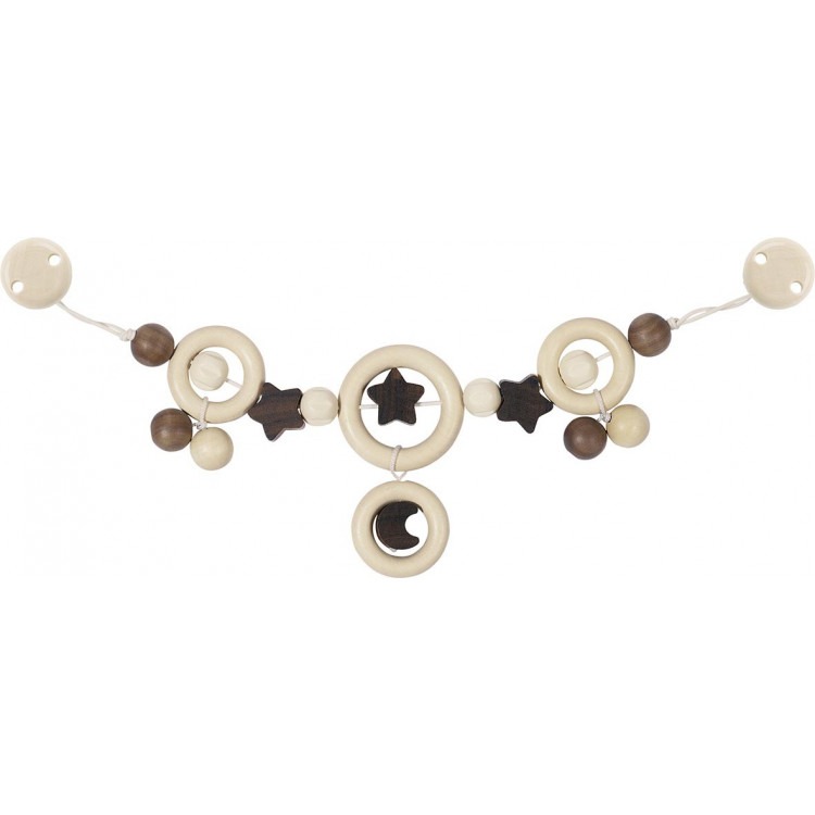 Chaîne pour poussette "lune et étoiles" avec clips Chaîne pour poussette "lune et étoiles" avec clips