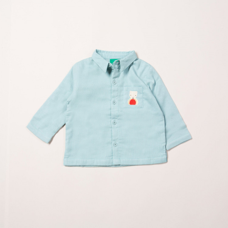 Chemise confort brodée en double gaze de coton Chemise confort brodée en double gaze de coton