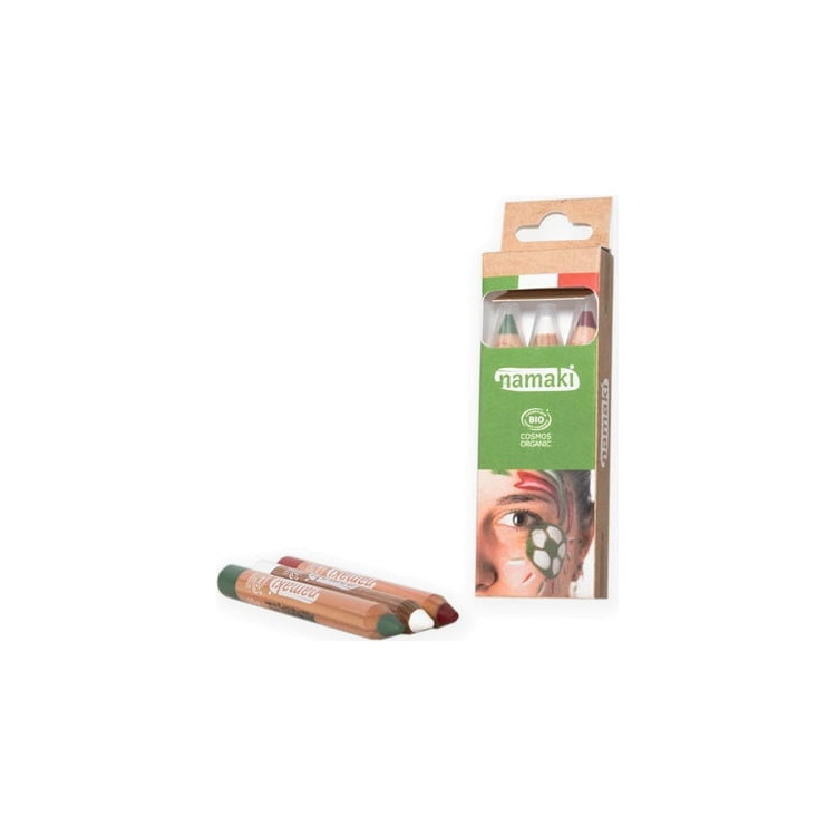 Kit 3 crayons maquillage Vert-Blanc-Roug