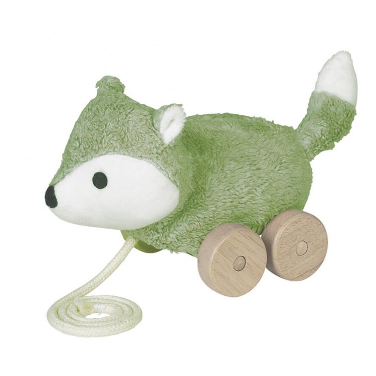 Jouet à tirer renard vert Jouet à tirer renard vert