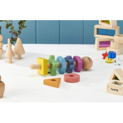 Jeu de formes à visser en bois arc-en-ciel