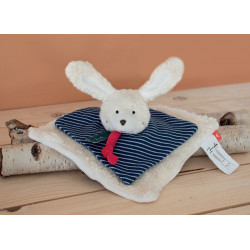 Doudou plat Lapin coton bio grand modèle 25cm