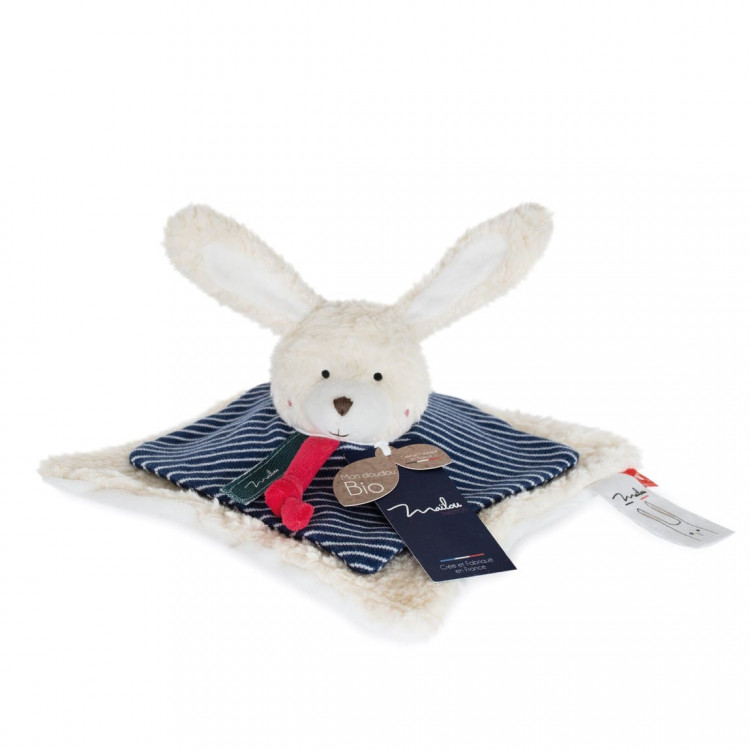 Doudou plat Lapin coton bio grand modèle 25cm Doudou plat Lapin coton bio grand modèle 25cm