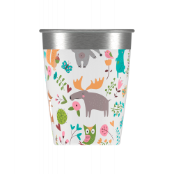 Set 4 tasses en acier inoxydable décoré