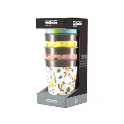 Set 4 tasses en acier inoxydable décoré