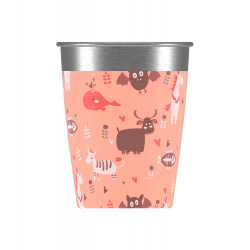 Set 4 tasses en acier inoxydable décoré