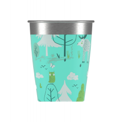 Set 4 tasses en acier inoxydable décoré