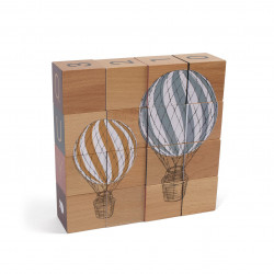 16 Cubes d'apprentissage en bois
