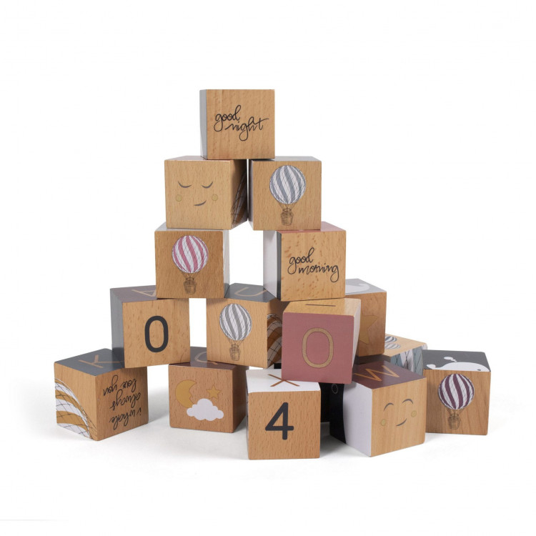 16 Cubes d'apprentissage en bois 16 Cubes d'apprentissage en bois