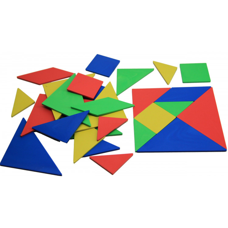 Jeu de tangram à 4 couleurs - plastique recyclé