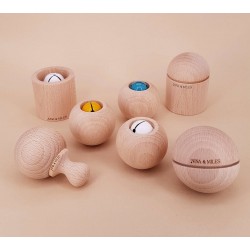 Mini-maracas pour bébé en bois brut