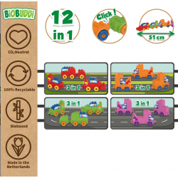 Voitures et blocs et bioplastique - ensemble 12-en-1