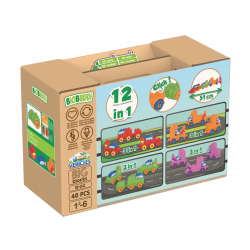 Voitures et blocs et bioplastique - ensemble 12-en-1
