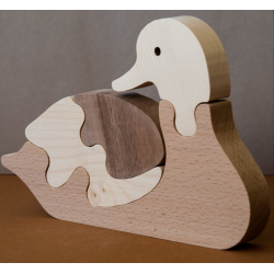 Puzzle déco canard en bois naturel