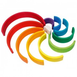 Jeu de construction arc-en-ciel en bois 11 pièces