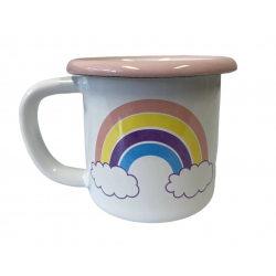 Ensemble vaisselle enfant en émail - Motif arc-en-ciel